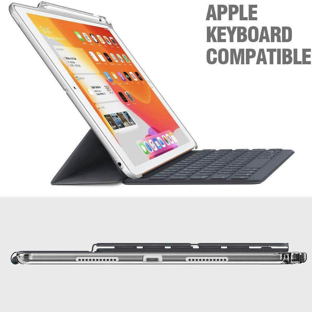 iPad 10.2 Tablet Case | [Lumos] Slim Clear Back Flip Cover with Pencil Holder