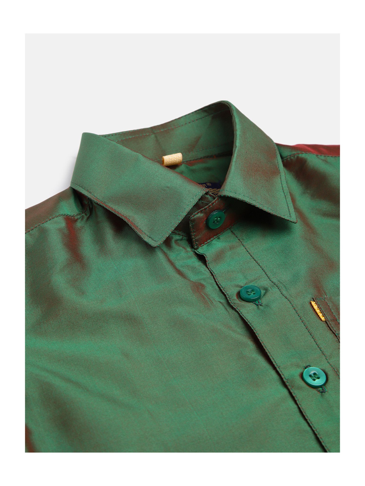 THANGAMAGAN Kids Dark Green Solid Shirt
