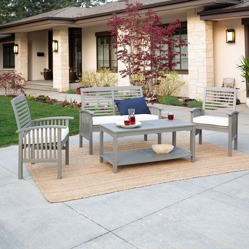 4pc Classic Outdoor Patio Chat Set - Gray Wash - Saracina Home