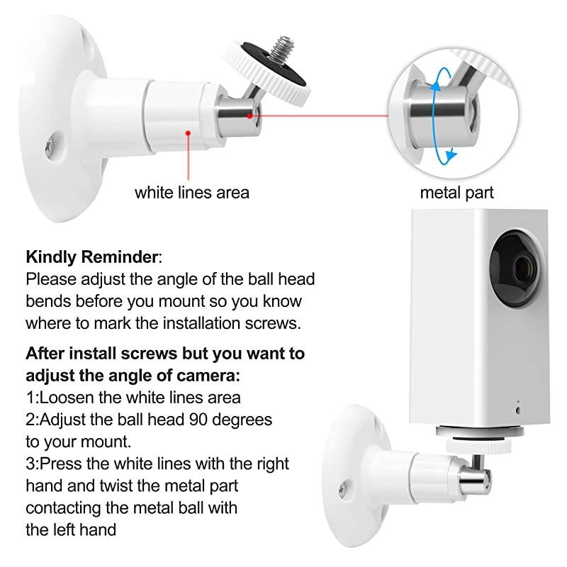 Power Extension Charging Cable with Wall Mount for Wyze Cam Pan,for Wyze Cam Pan Mounting Kit Including Charging and Data Sync Cord,Adjustable 360 Degree Swivel Ceiling Mount and 30 Wire Clips
