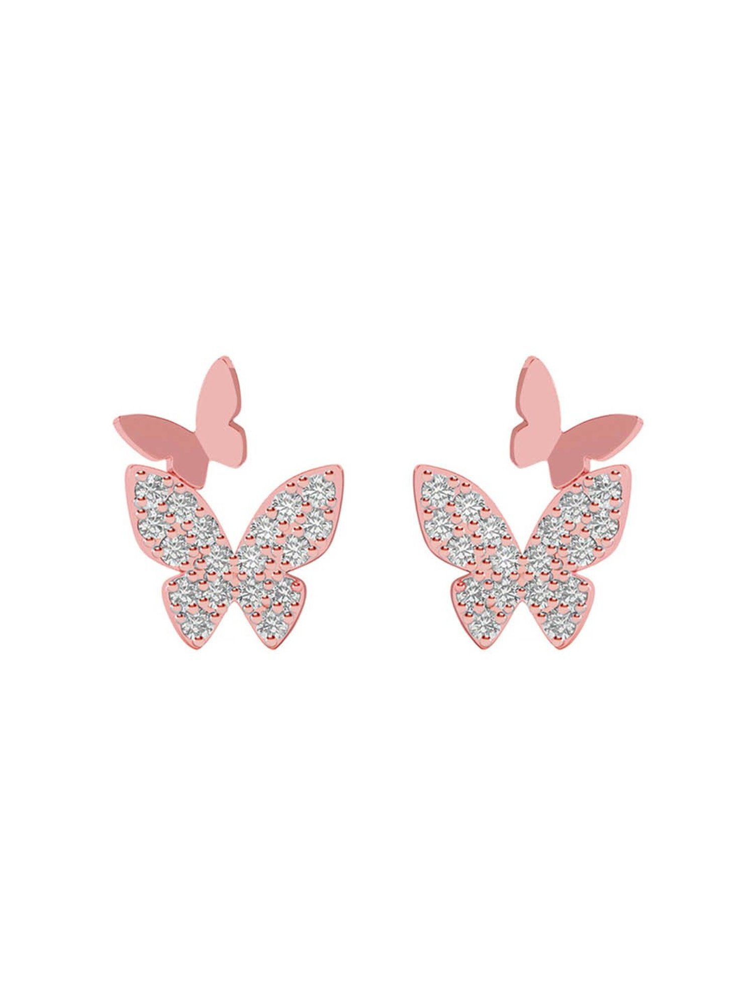 Clara 925 Silver Rose Gold Plated Swiss Zirconia Fairy Butterfly Earrings Gift for Women