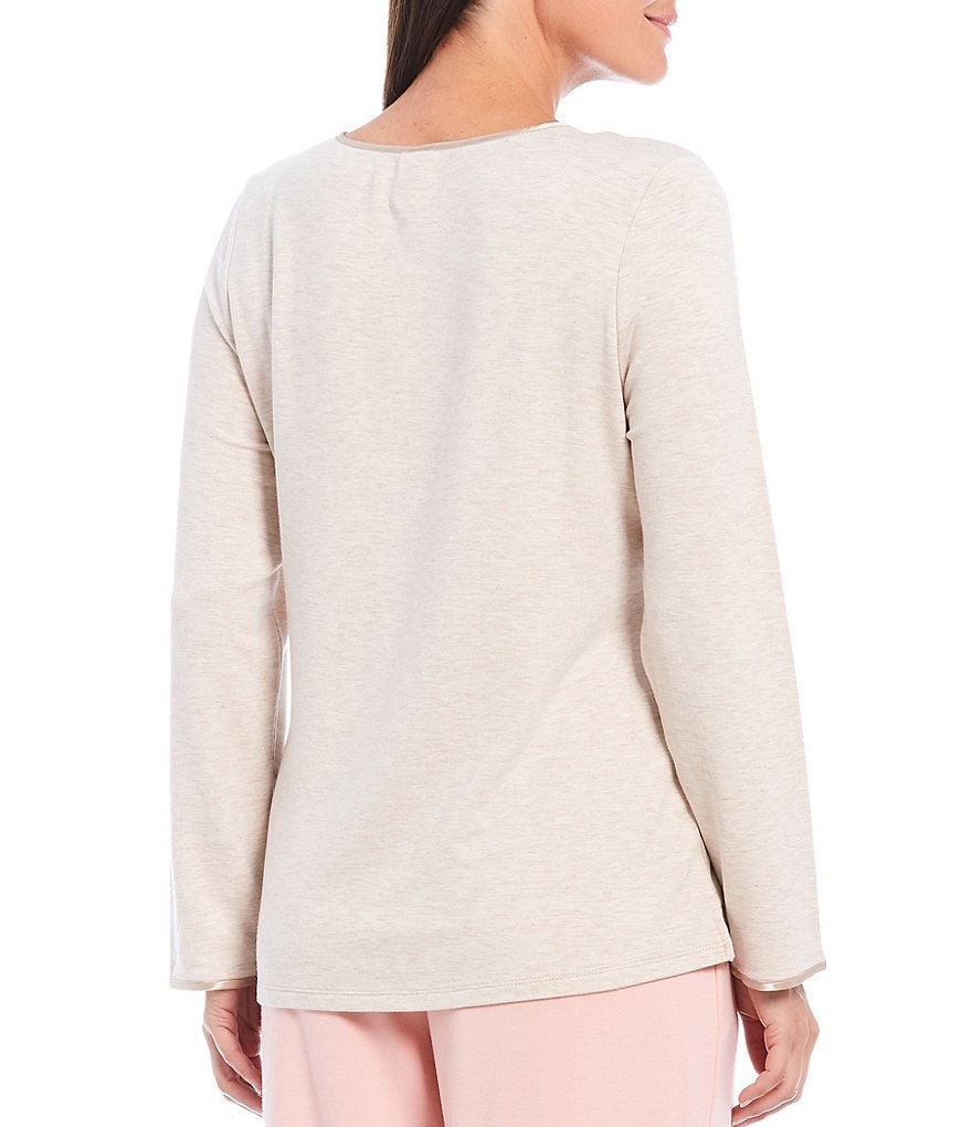 Cabernet Satin Trimmed French Terry Knit Sleep Top