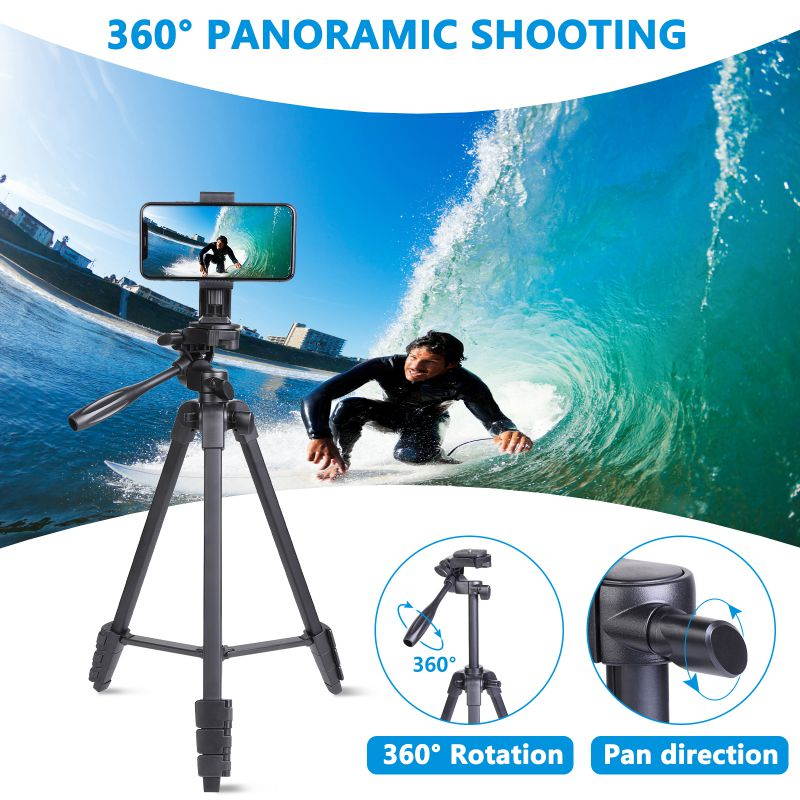 Greatlizard Professional Tripod Extendable Travel Lightweight Stand With Phone Holder For Camera Gopro Smartphone Live Broadcast