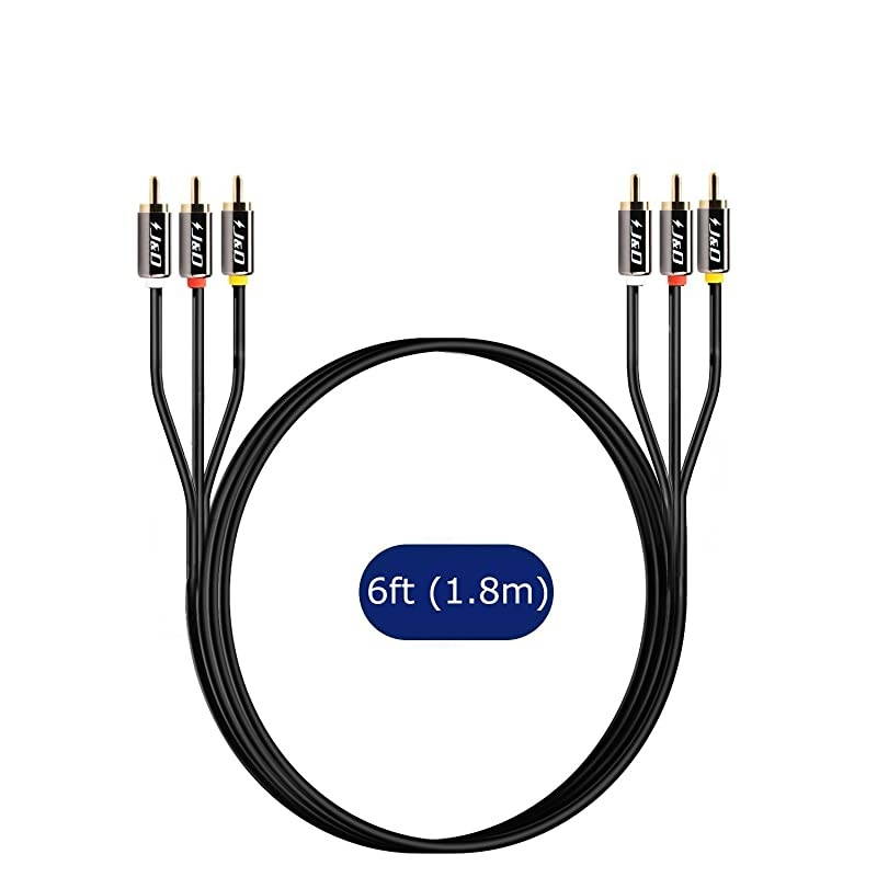to Cable JampD GoldPlated Copper Shell Heavy Duty 3 RCA Male to 3 RCA Male Stereo Audio Cable RCA Cables 6 Feet