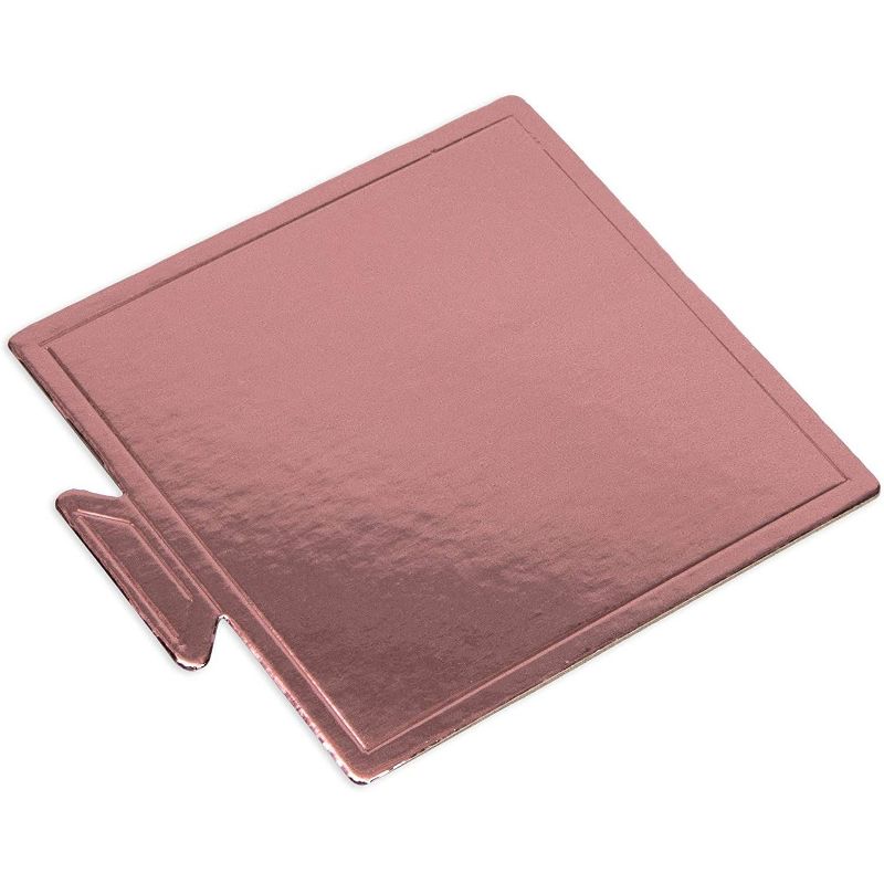 Sparkle and Bash 200 Pack Mini Square Cake Boards, Rose Gold Foil Dessert Base (3.5 Inches)