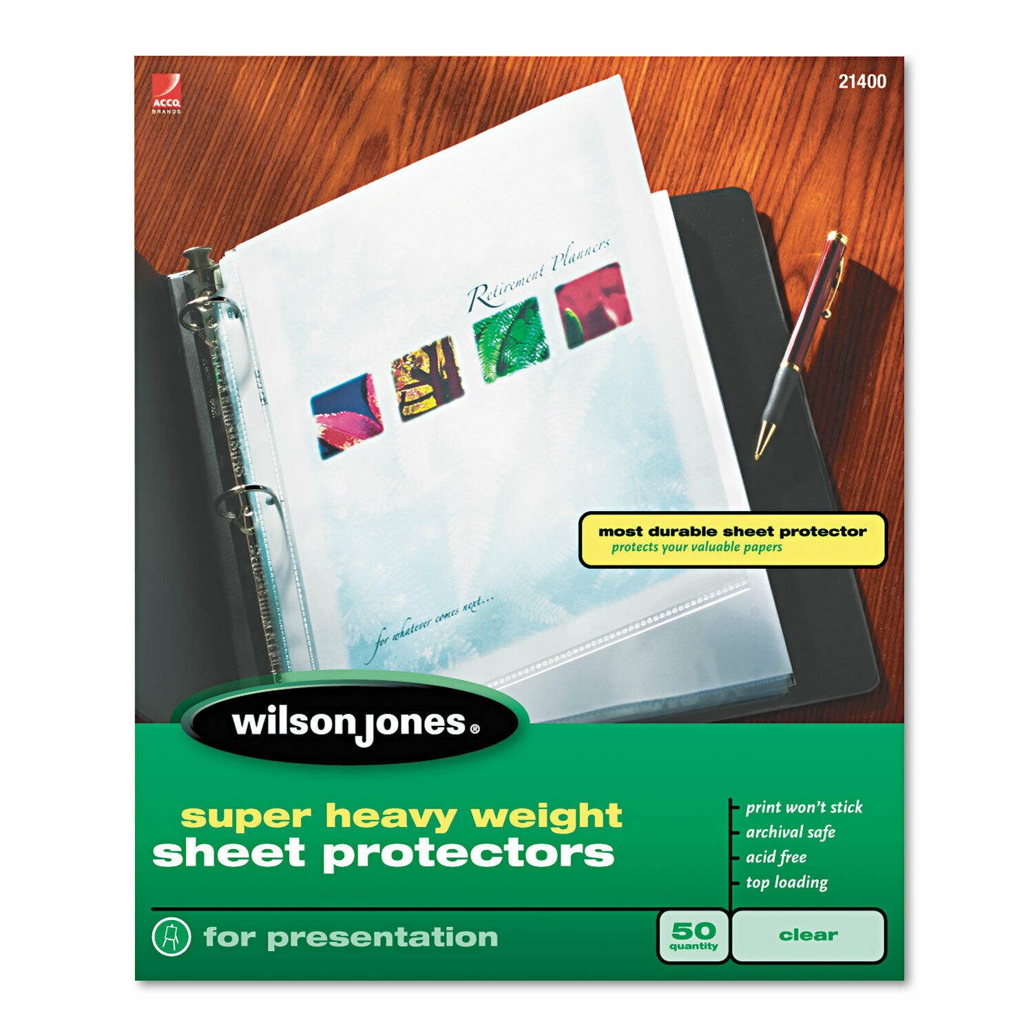Wilson Jones Top-Loading Super Heavy Sheet Protectors Letter 50/Box 21400
