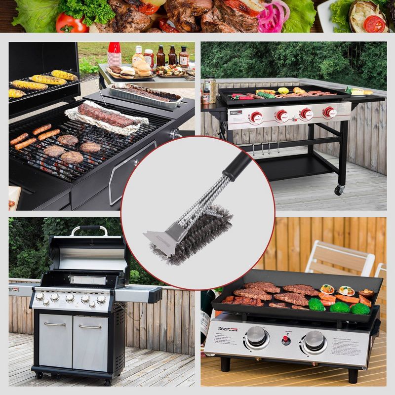 Royal Gourmet 17'' Grill Cleaning Stainless Steel Brush and Scraper With Wire Bristles