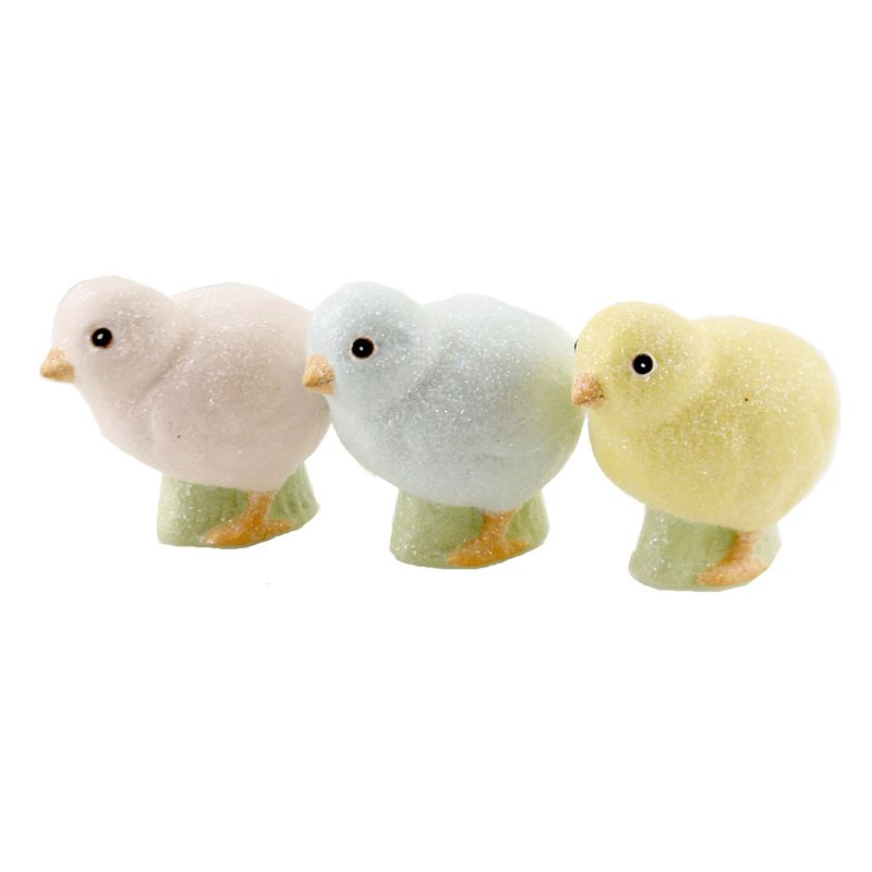 Easter 2.75" Egg Dye Chicks Spring Set Of Three  -  Decorative Figurines