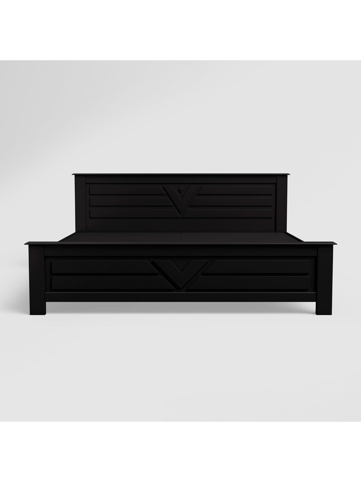 Godrej Interio Sketch Black Solid Wood Queen Size Bed