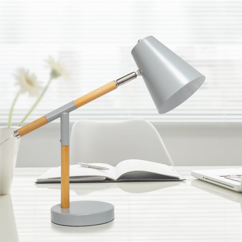 Wooden Pivot Desk Lamp Gray - Simple Designs