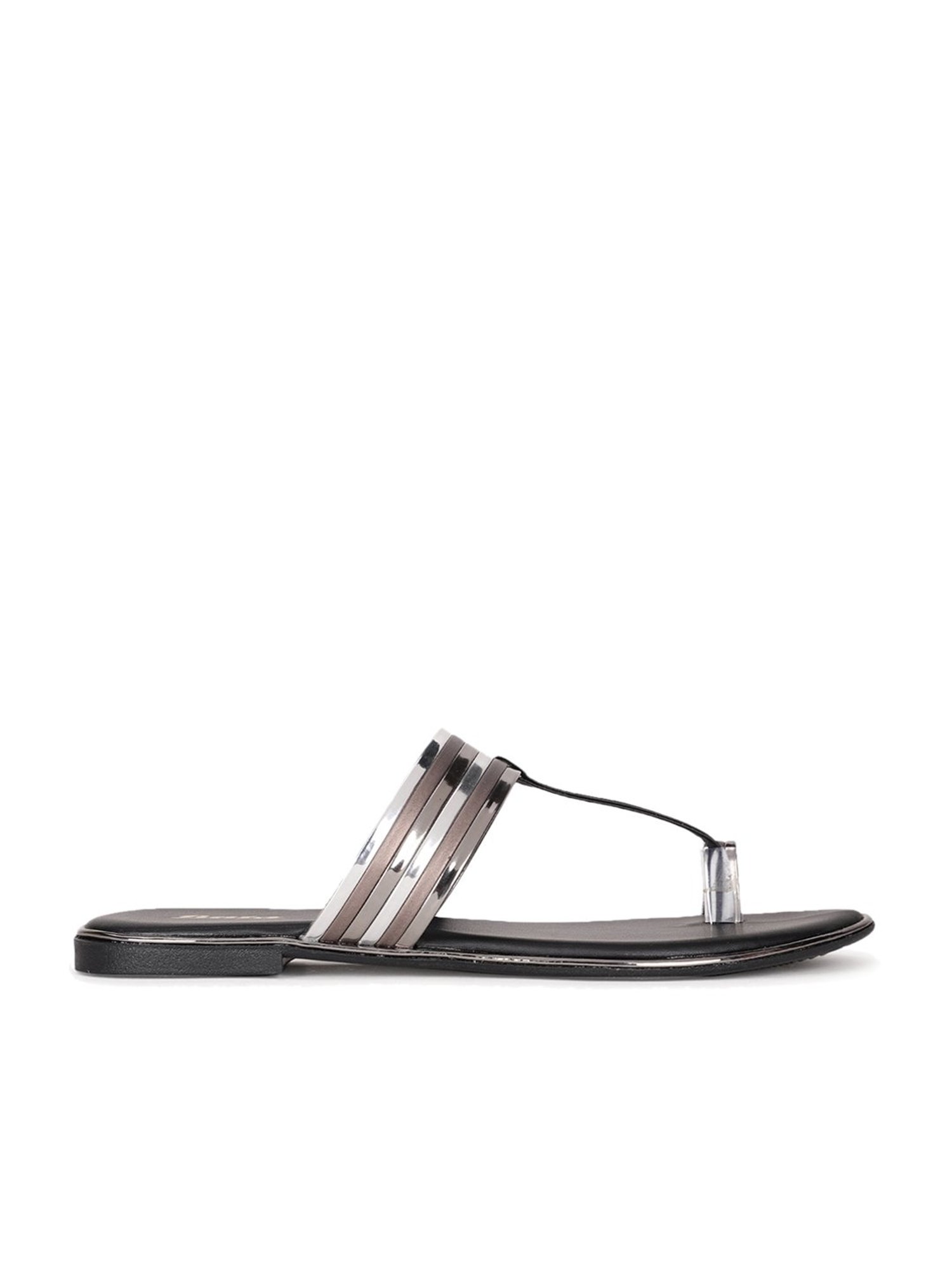 Bata Women's Gun Metal Toe Ring Sandals