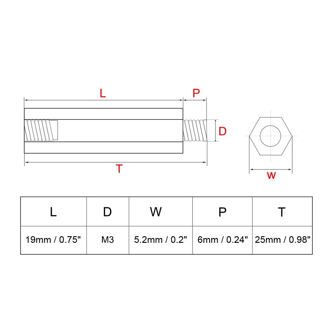 Unique Bargains 100pcs M3 19+6mm Female Male Thread Brass Hex Standoff Spacer Screws PCB Pillar