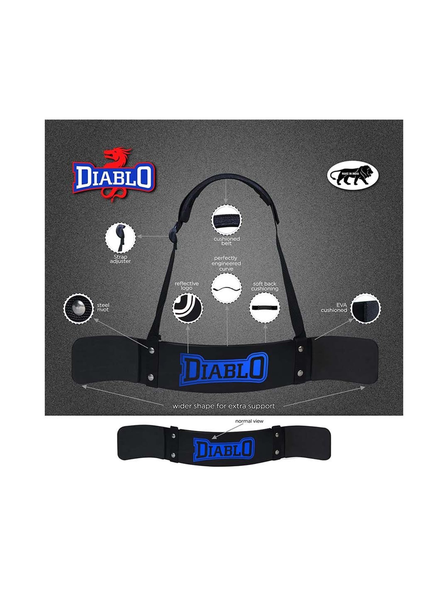 Diablo Charcoal & Blue Arm Blaster Padded Straps