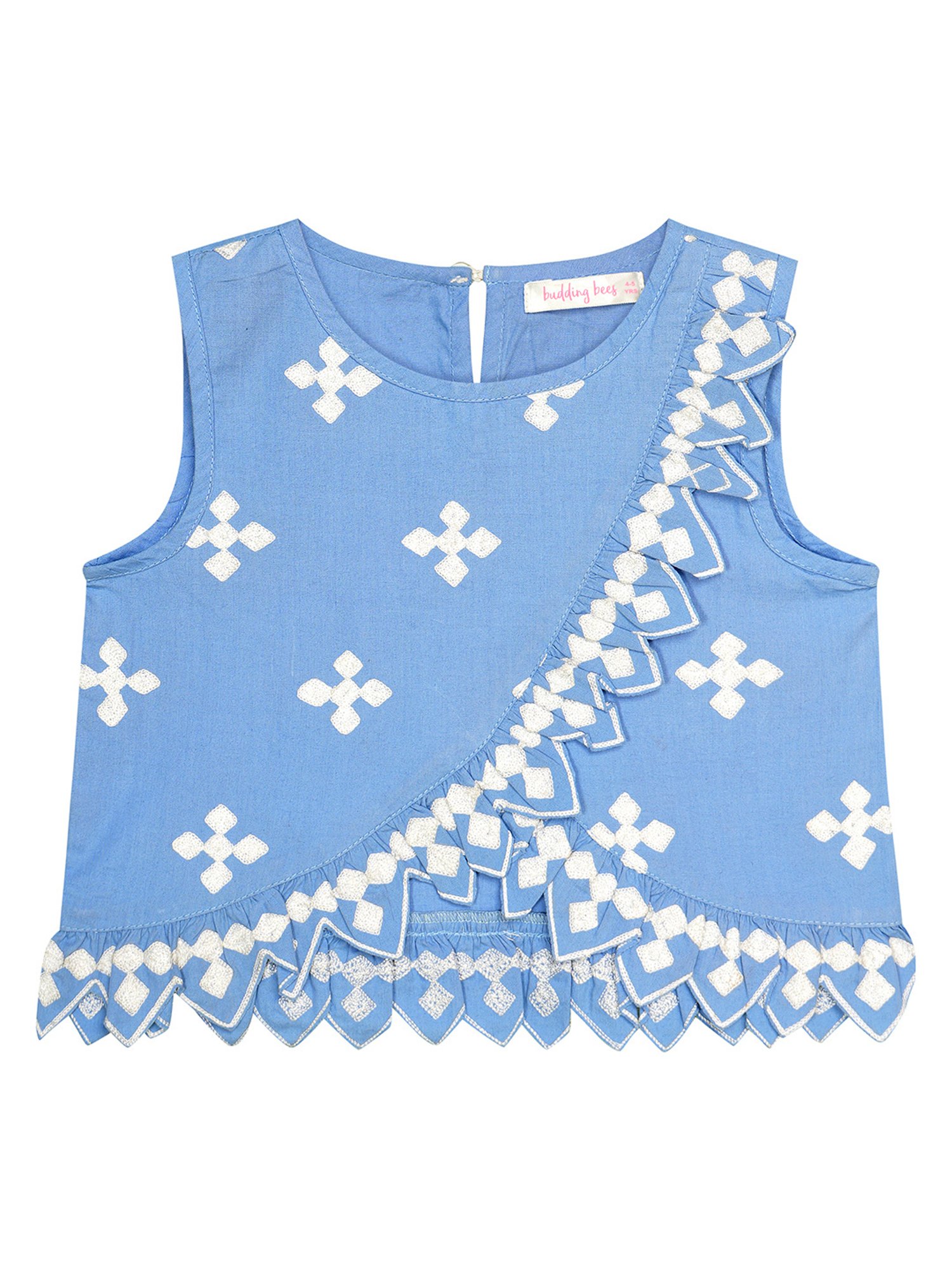 Budding Bees Kids Blue Embroidered Top with Pyjamas