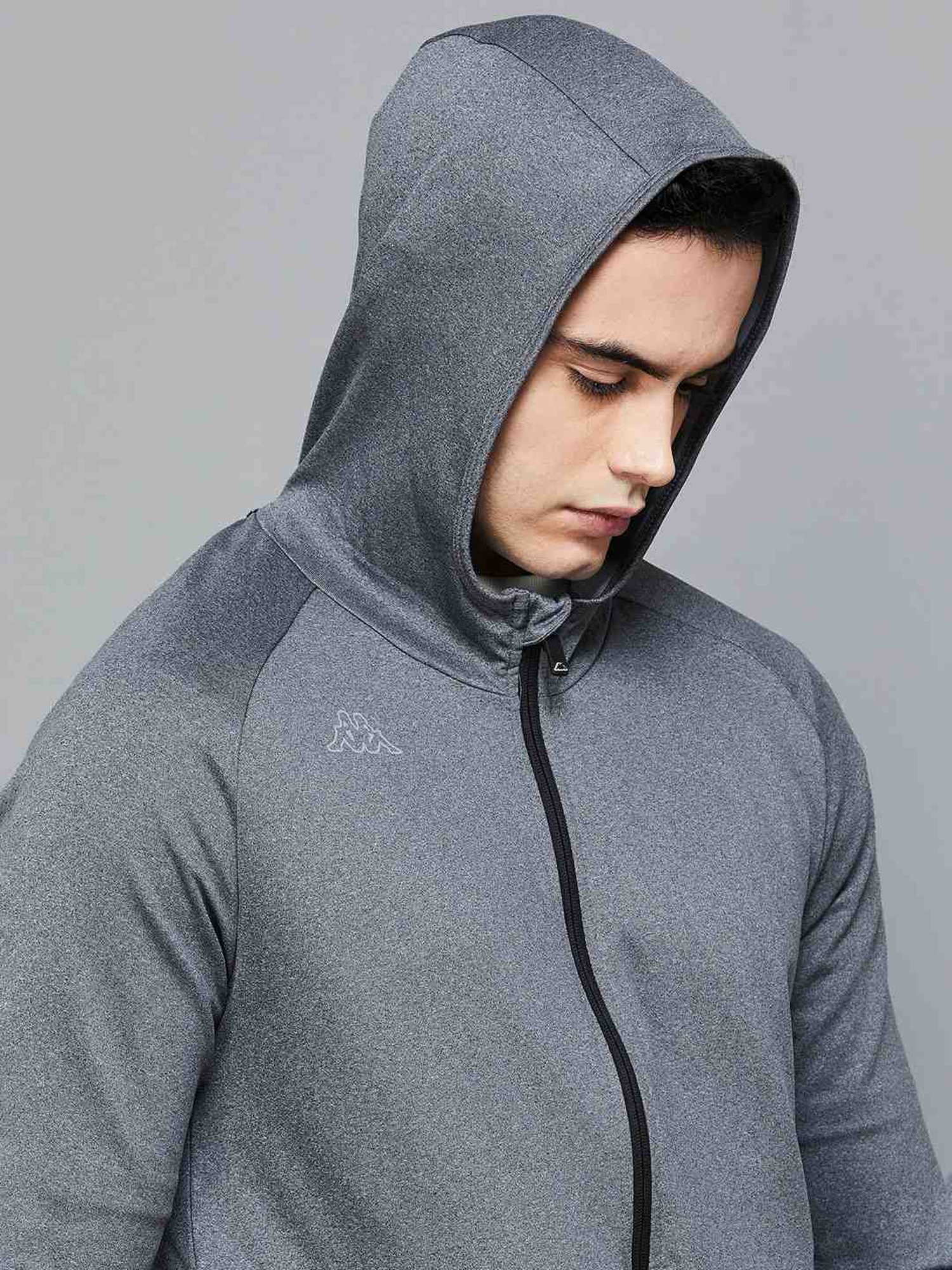 KAPPA Black Regular Fit Hooded T-Shirts