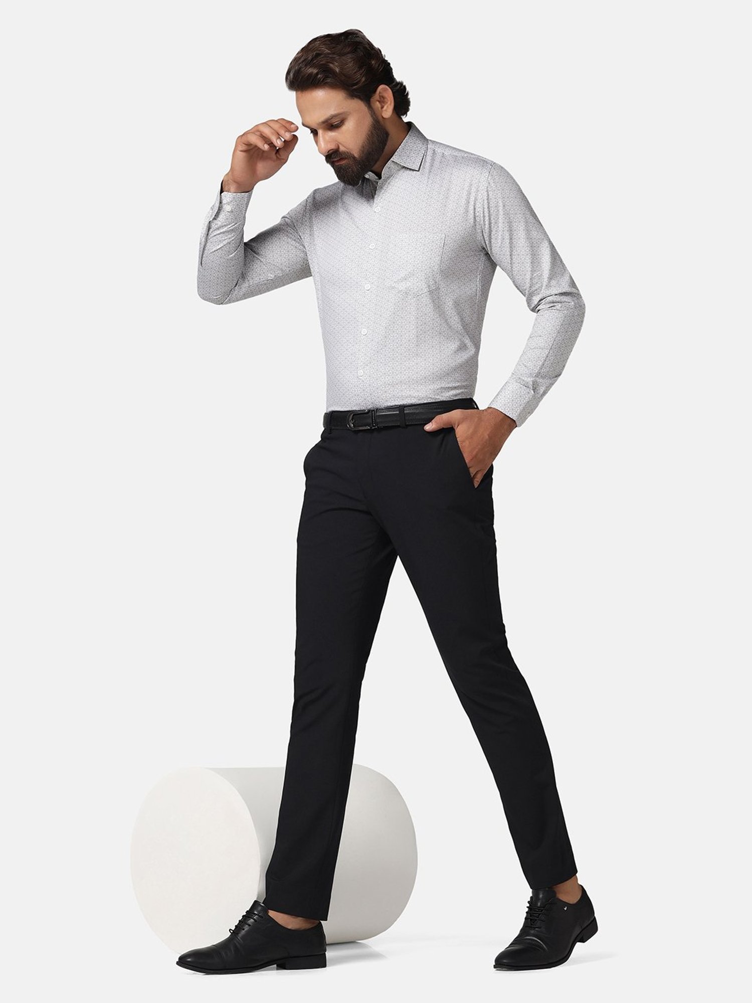 TAHVO Light Brown Slim Fit Printed Shirt