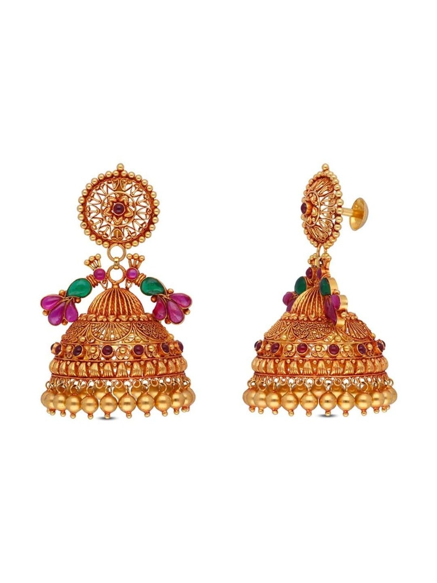CKC Opulent Multi-Tiered Gold Jhumka Eardrops