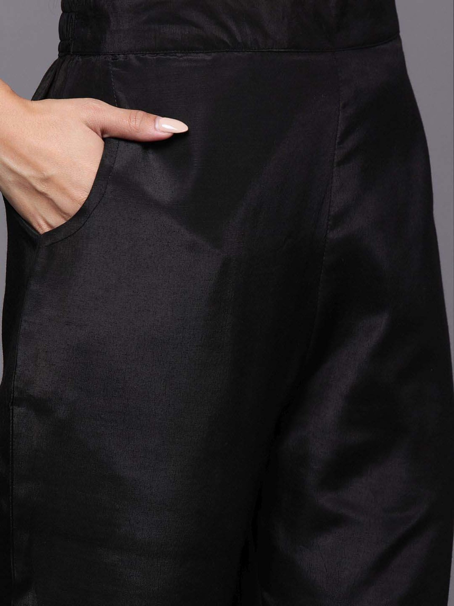 Libas Black Embroidered Kurta Pant Set With Dupatta