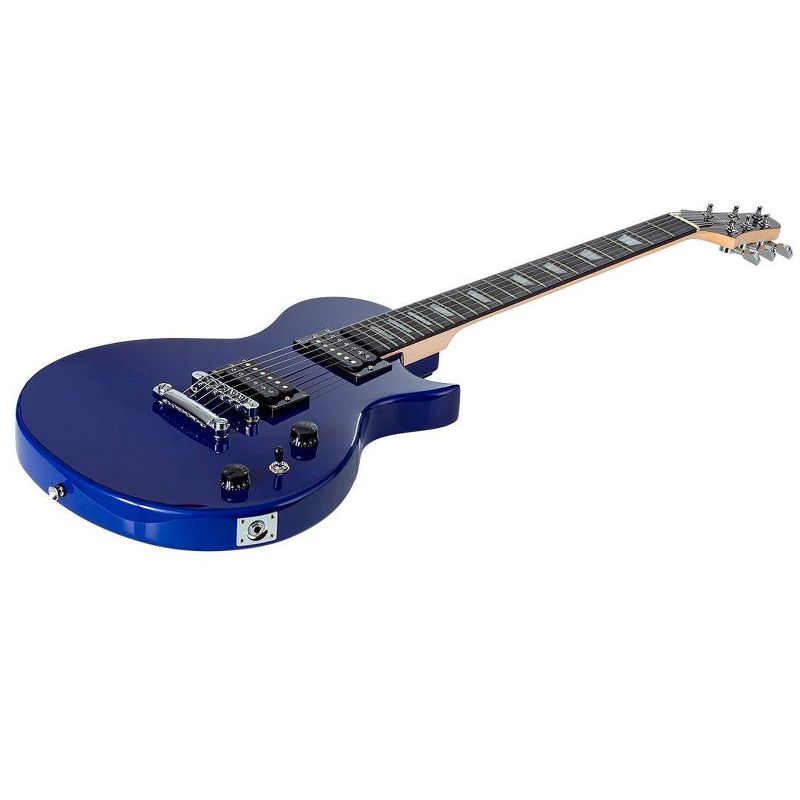 Monoprice 66 Classic V2 Blue Electric Guitar with Gig Bag, Right, 6 Strings, Poplar Body, HH Pickups - Indio Series