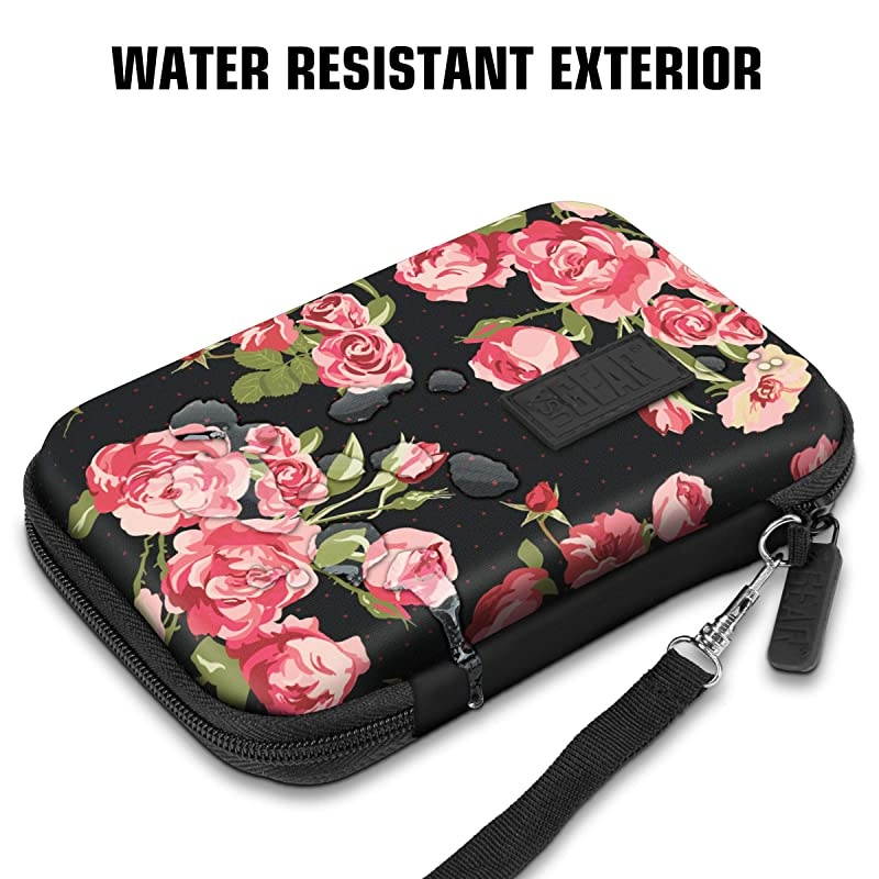 Travel Electronics Organizer 65 Inch Zipper Case with Hard Shell Case Exterior and Accessory Pocket Charger Organizer Accessory Organizer Cable Travel Organizer and More Floral