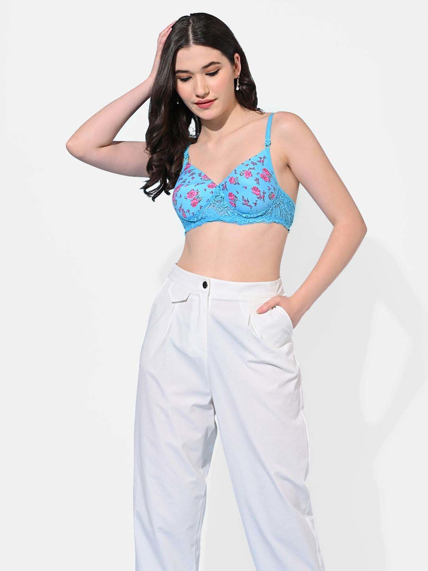 mod & shy Pink Self Pattern Lingerie Set