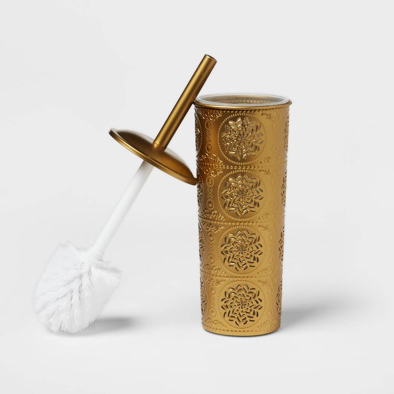 Punched Embossed Toilet Brush And Holder Set Gold - Opalhouse™