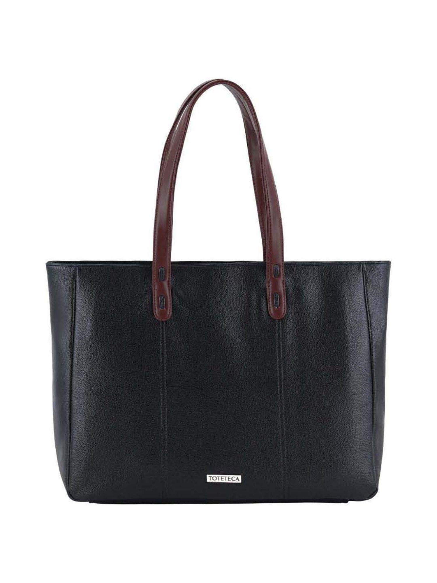 Toteteca Black Solid Medium Tote Handbag