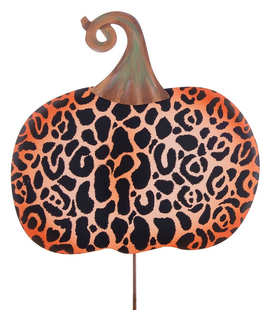 The Round Top Collection Festive Fall Collection Short Classic Leopard Pumpkin Metal Sign