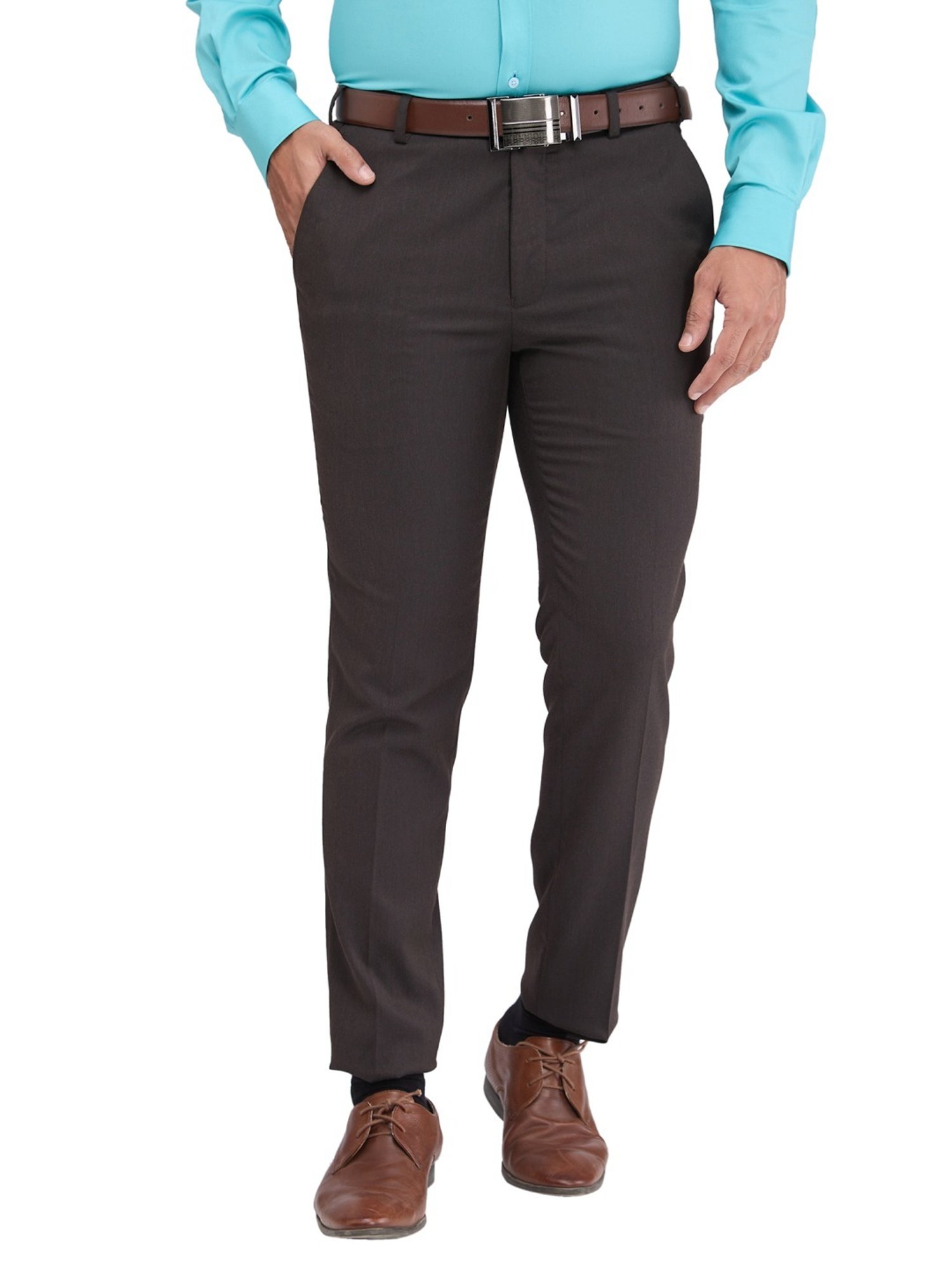 Park Avenue Brown Super Slim Fit Trousers