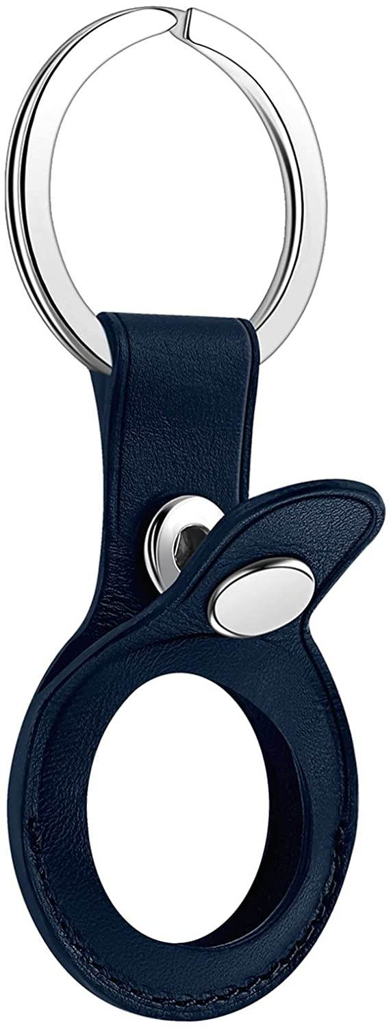 SINREGeek Airtag Tracker Protective Cover,2-Pack Genuine Leather Tracker Holder with Key Chain,  AirTag Finder Accessories AirTag Case Smart Wireless Tracker Protective Cover with Keyring