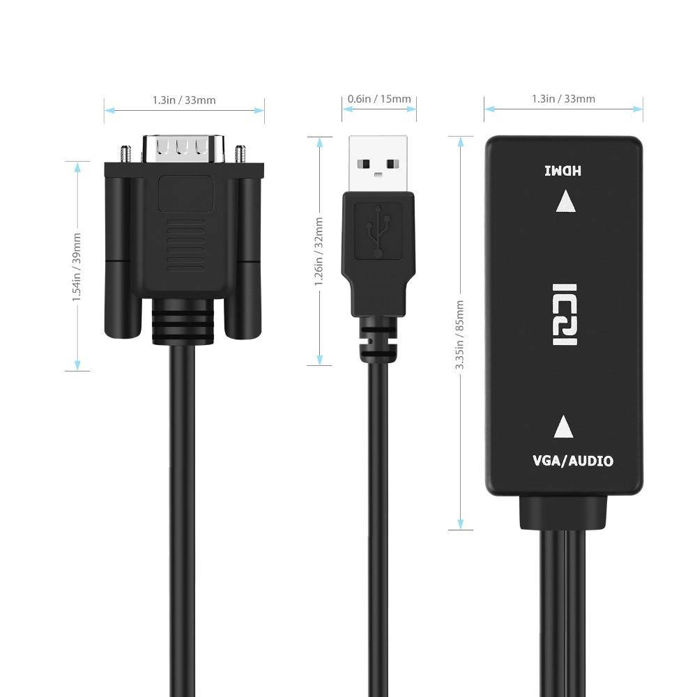 ICZI 1080P HD VGA to HDMI Converter Adapter with Audio VGA HDMI AV Video Cable Converter Adapter for PC Laptop to Monitor TV
