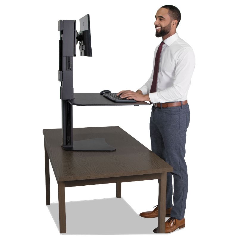Victor High Rise Collection Sit-Stand Desk Converter 28 x 23 x 15 1/2 Black DC300