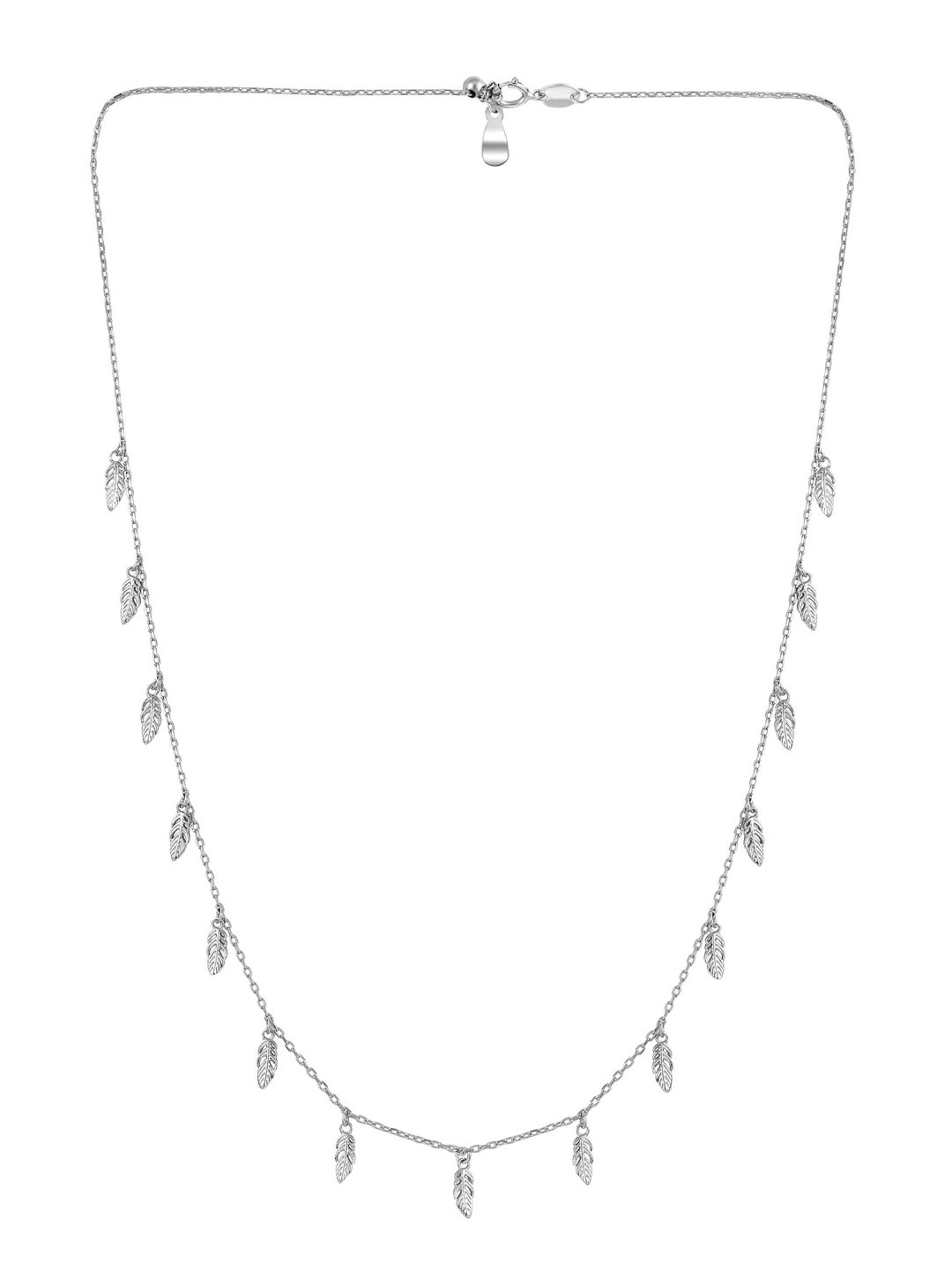 Curio Cottage 92.5 Sterling Silver Rhodium-Plated Feather Necklace for Women