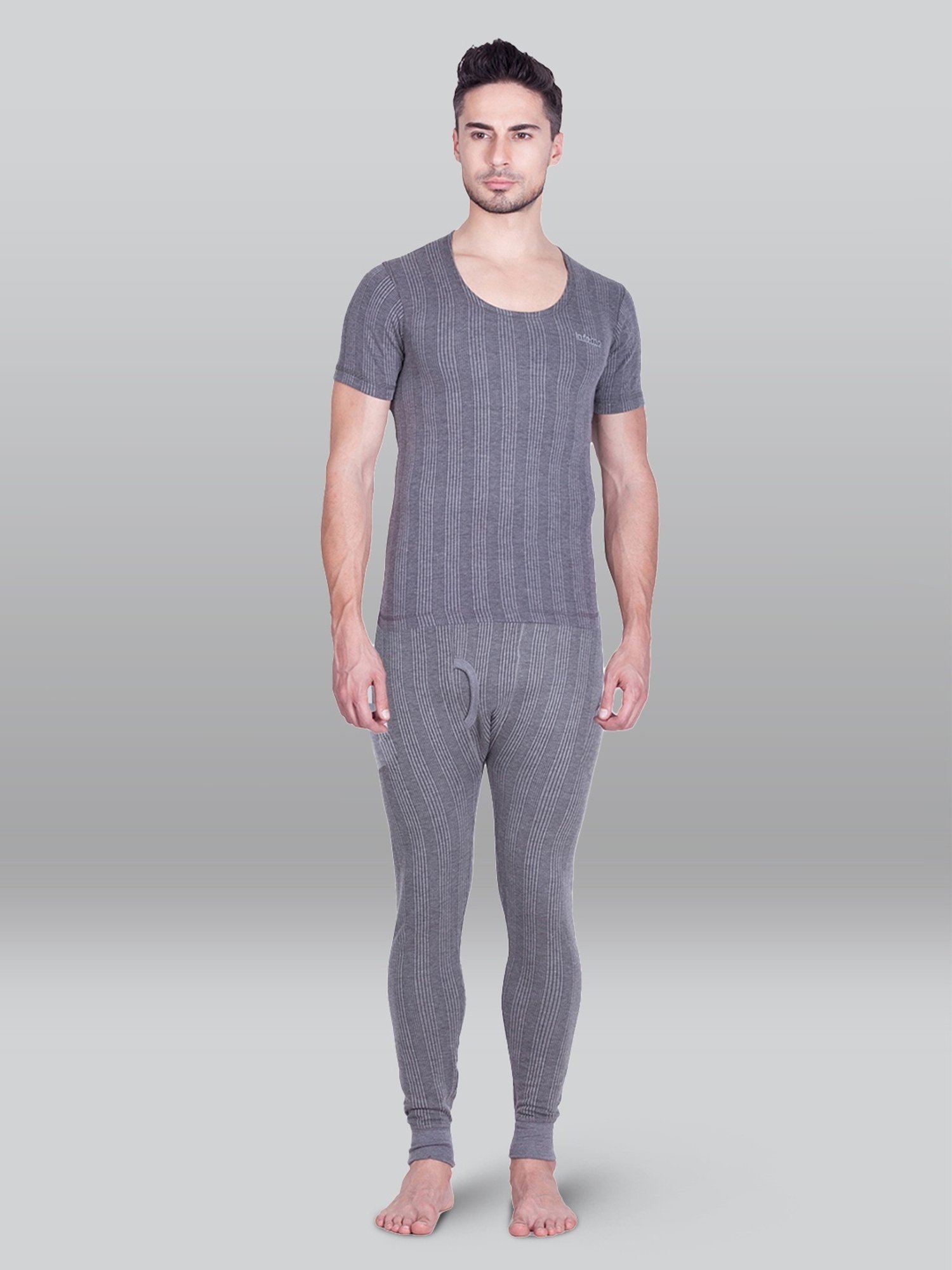 LUX Inferno Charcoal Skinny Fit Striped Thermal Set - Pack of 2