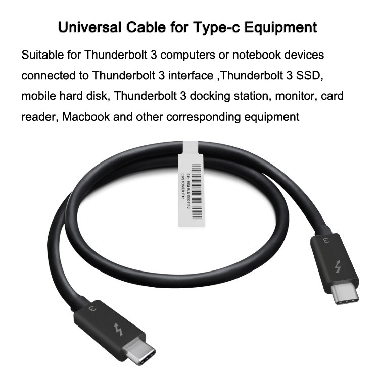0.7M/2.3ft 100W Thunderbolt 3 cable 40Gbps 5K@60Hz Thunderbolt 3 to Thunderbolt 3 Cable for Thunderbolt 3 Docking Station Macs