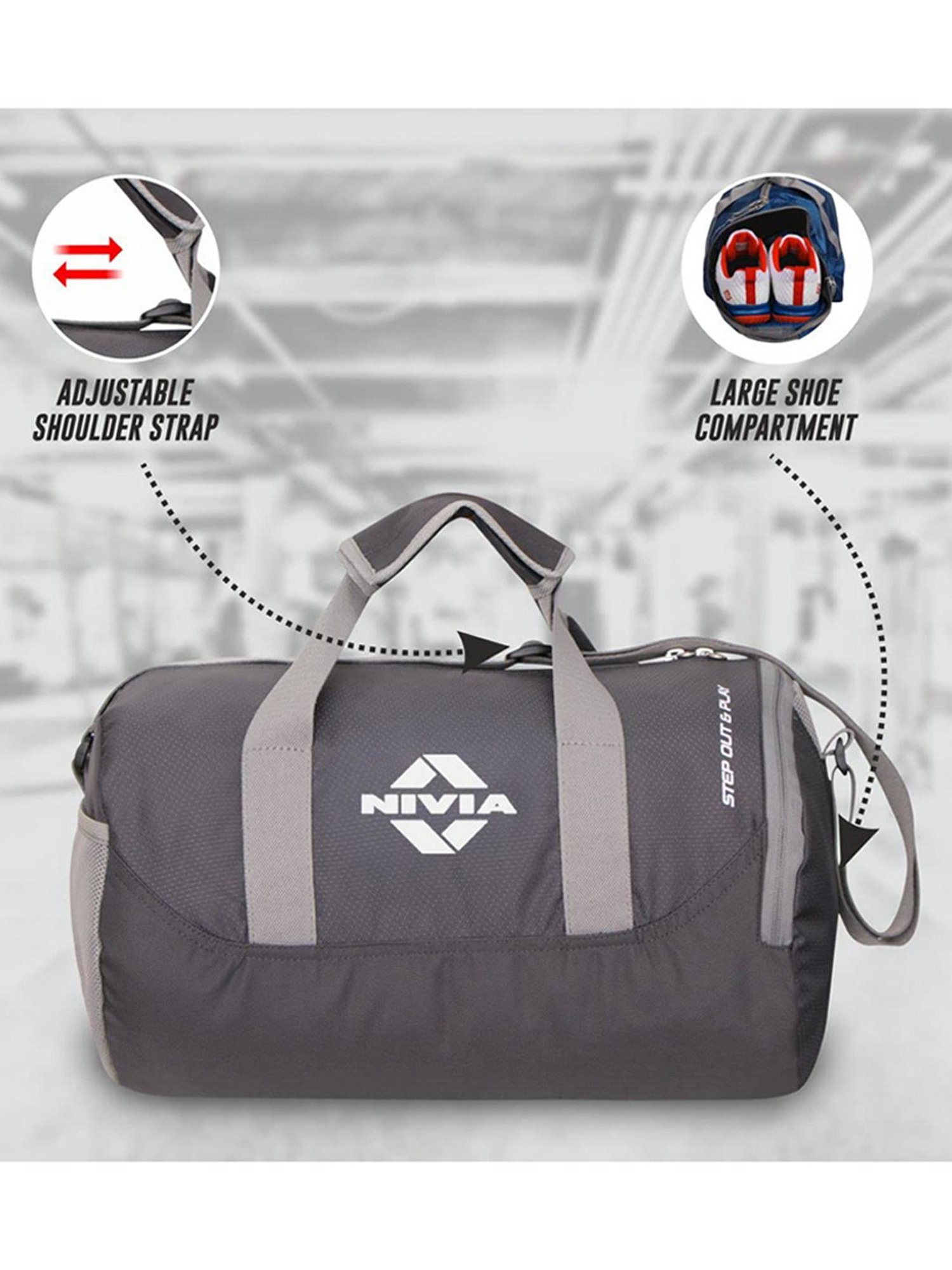 Nivia Beast Gym Bag (Grey) Size - Medium