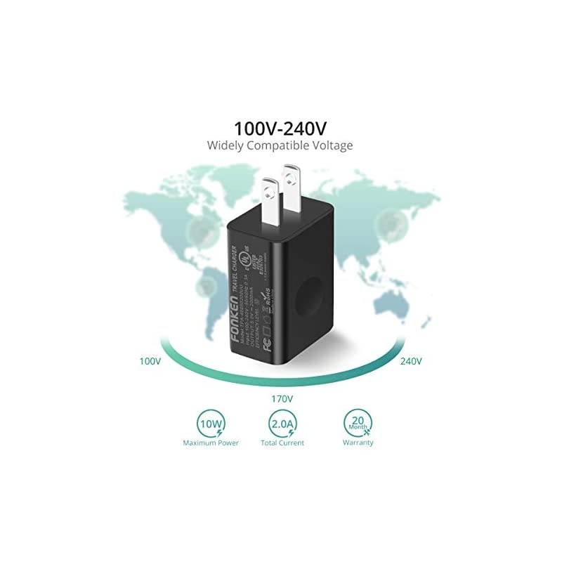 USB Wall Charger,  5V 2A Power Adapter Universal Travel Charger USB Plug Cell Phone Charger Block Cube Compatible with iPhone, iPad, Google Nexus, Samsung, LG, HTC, Moto, Kindle and More