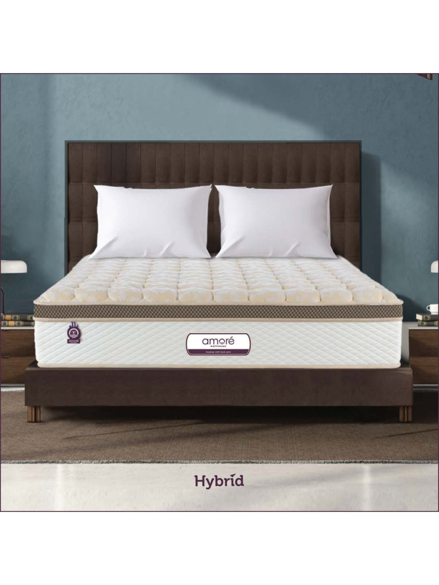 Amore Hybrid White & Brown Memory Foam Single Mattress (72 in. L X 30 in. W)