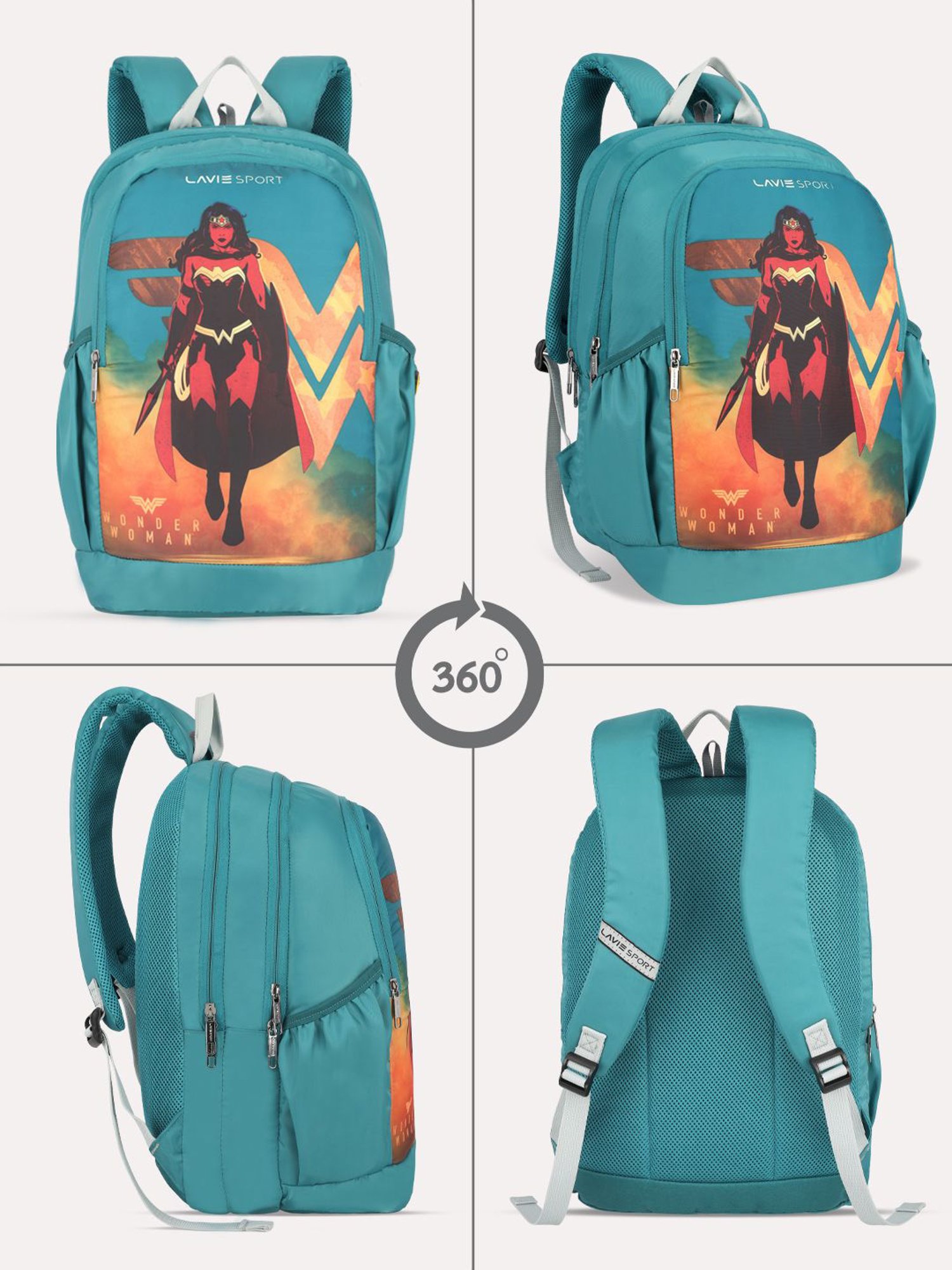 Lavie Sport Wonder woman 33L College Laptop Backpack For Boys & Girls (Teal)