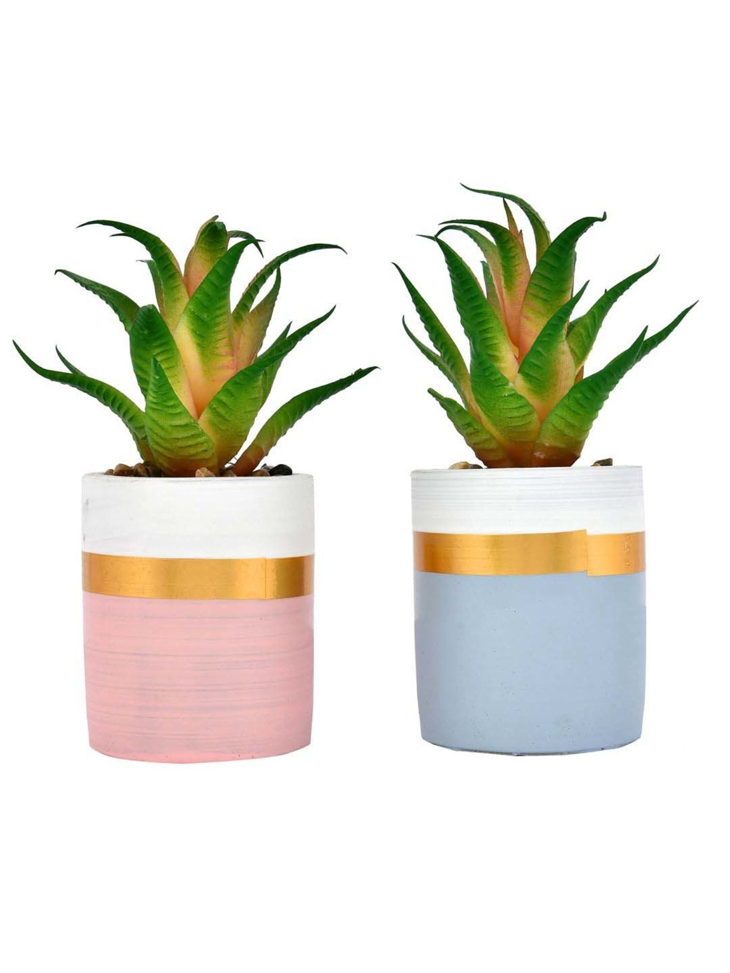 Tayhaa Multicolor Ceramic Citrus Delight Artificial Succulent With Planters - Set of 2