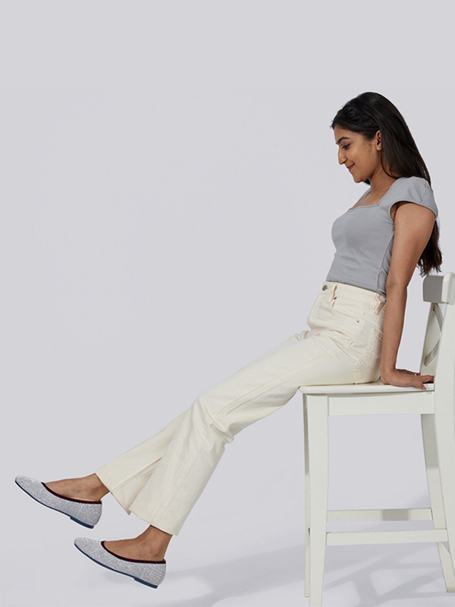 Neemans Women's Silver Flat Ballets