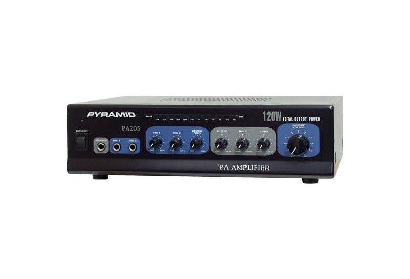 Pyramid PA205 Powerful Performance 120 Watt Multi Channel Microphone PA Amplifier Receiver Amp Audio System with Mic Talkover Functions