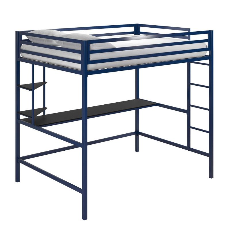 Full Maxwell Metal Loft Bedwith Desk & Shelves Gray/Black - Novogratz