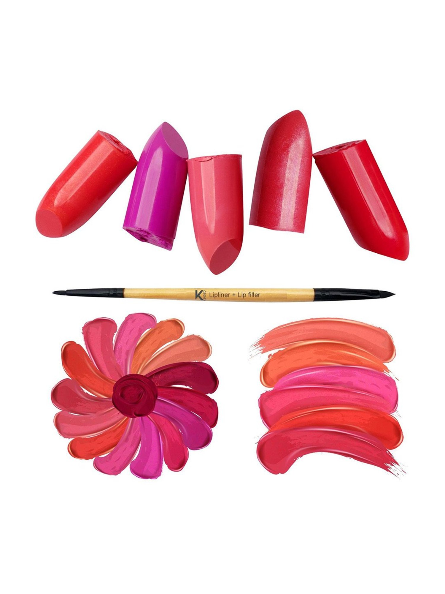 KINDED 2 in 1 Lipliner + Lipfiller Makeup Brush with Natural Wooden Handle