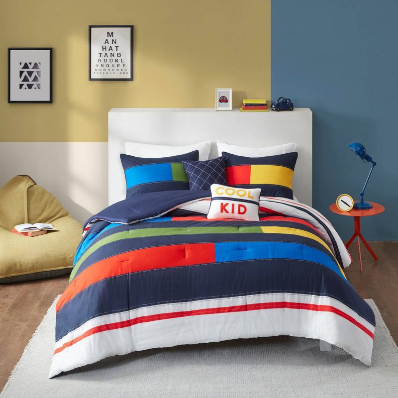 Full/Queen Noah Striped Printed Comforter Set