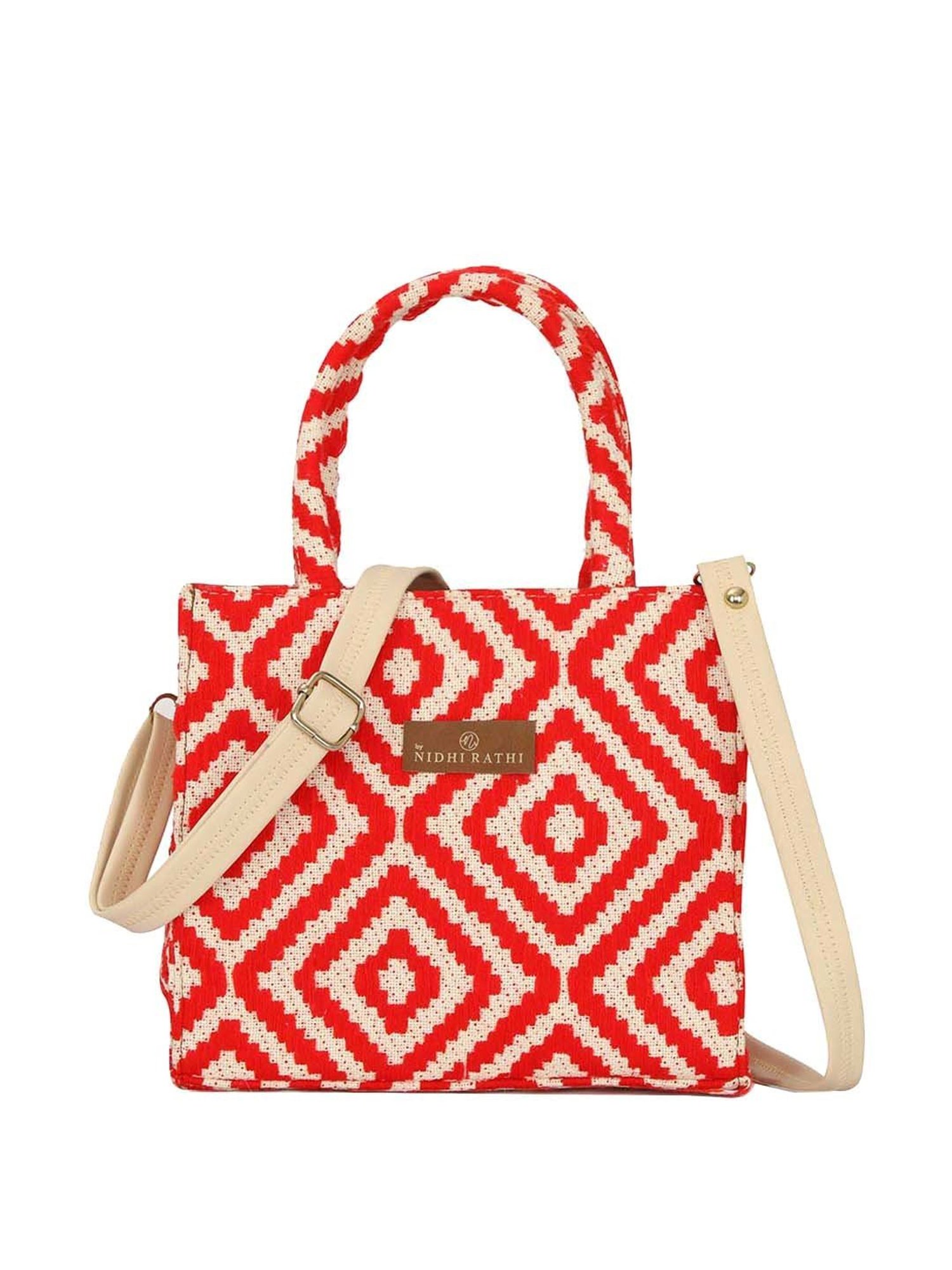 NR by Nidhi Rathi Red Textured Medium Handbag