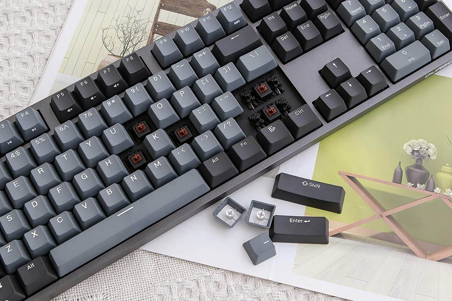 Durgod Taurus K310 Mechanical Gaming Keyboard - 104 Keys - Double Shot PBT - NKRO - USB Type C (Cherry Silent Red, Grey)