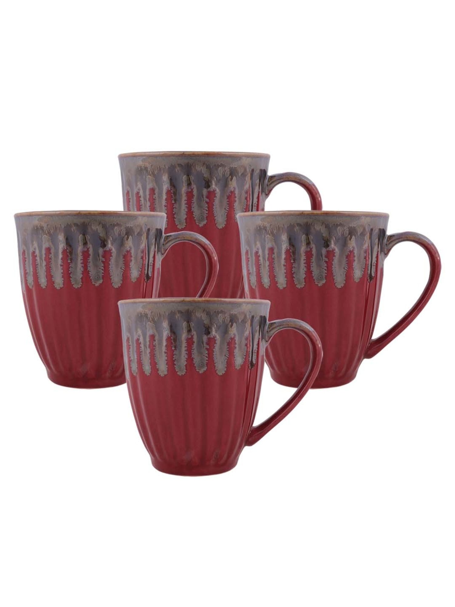 Homesake 'Altered Glaze Latte Melon' Red & Grey Ceramic Mug (0.26 L) - Set of 4