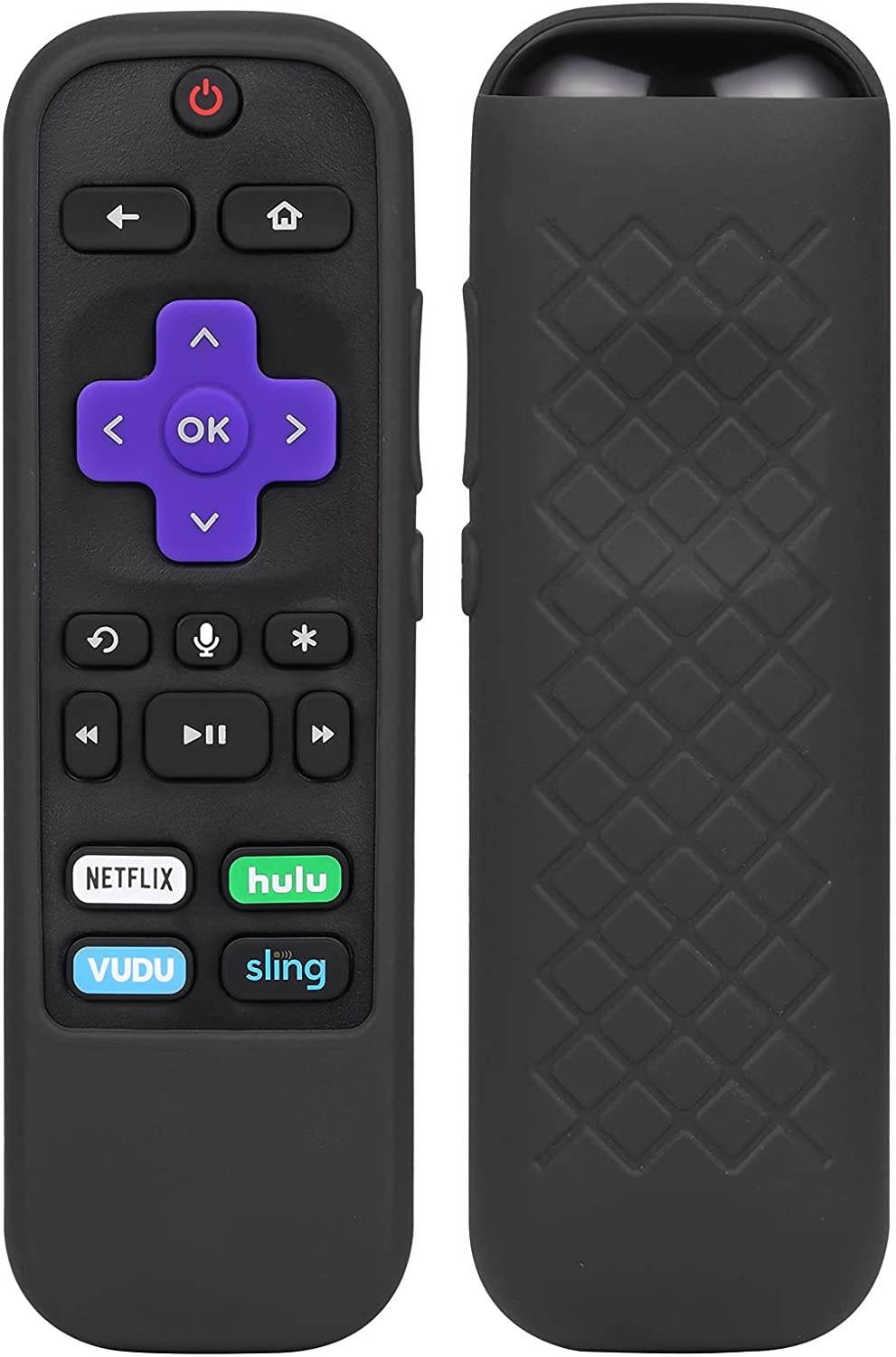 Remote Cover Case Compatible with Roku 3600R/3800/3900/Voice RCAL7R Remote - SYMOTOP Silicone Protective Cover Fits for TCL Roku Steaming Stick/Voice/Express/Premiere TV Remote Controller - Black