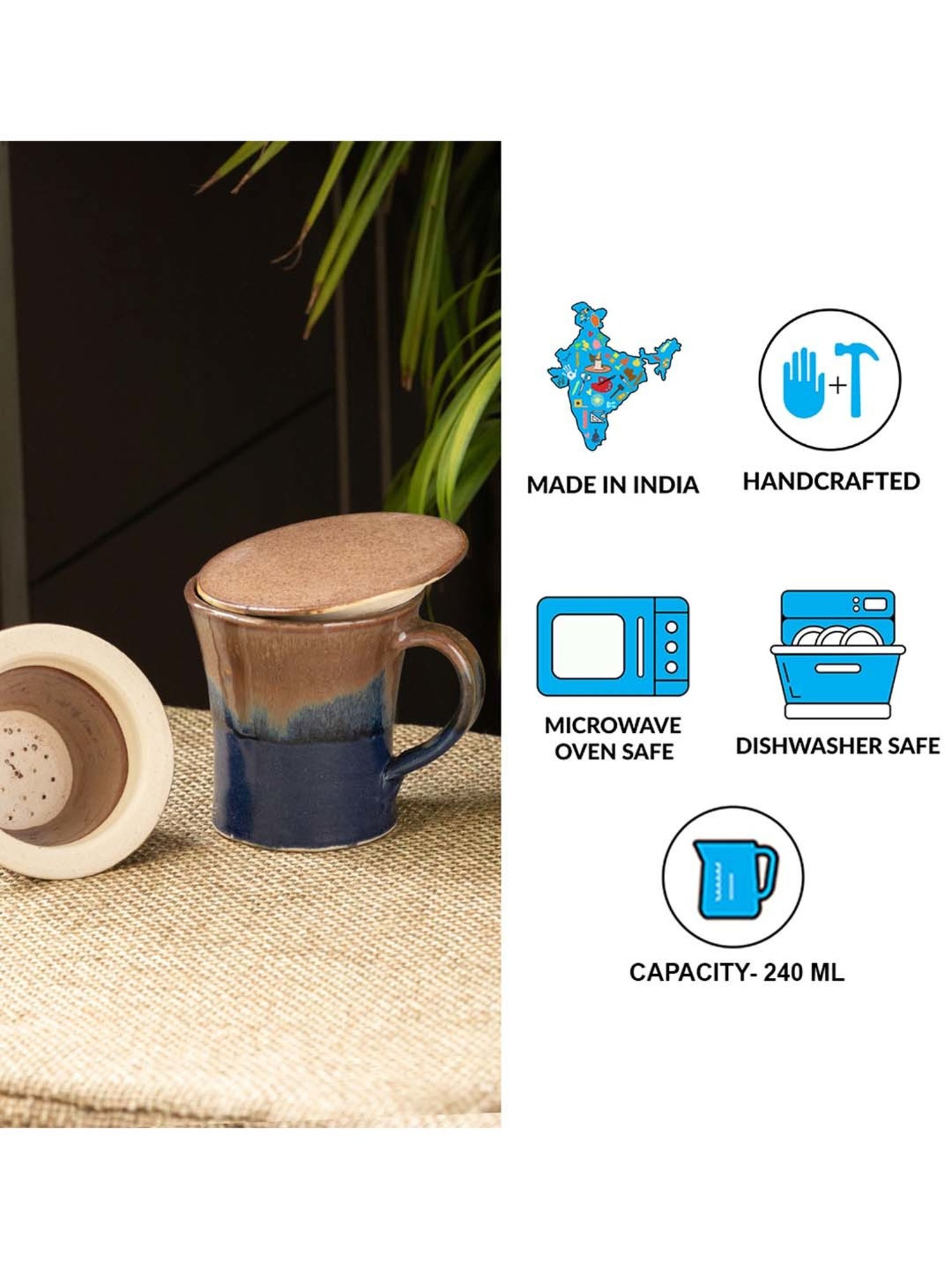 JCPL White & Red Ceramic Cup (0.18 L) - Set of 6